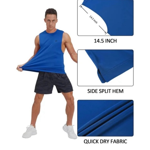 Men's Tank Tops Sleeveless Shirt Quick Dry Gym Workout Stringer - Picture 3 of 6